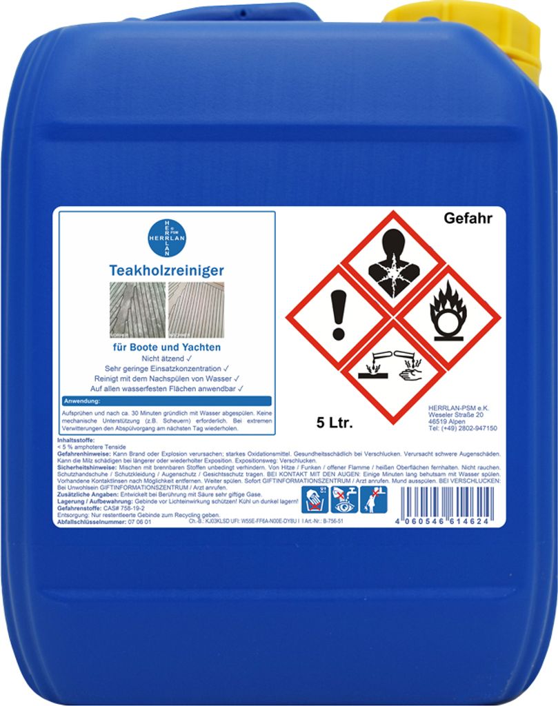 Teakholzreiniger für Boote und Yachten I 5 Liter Kanister Produktbild 