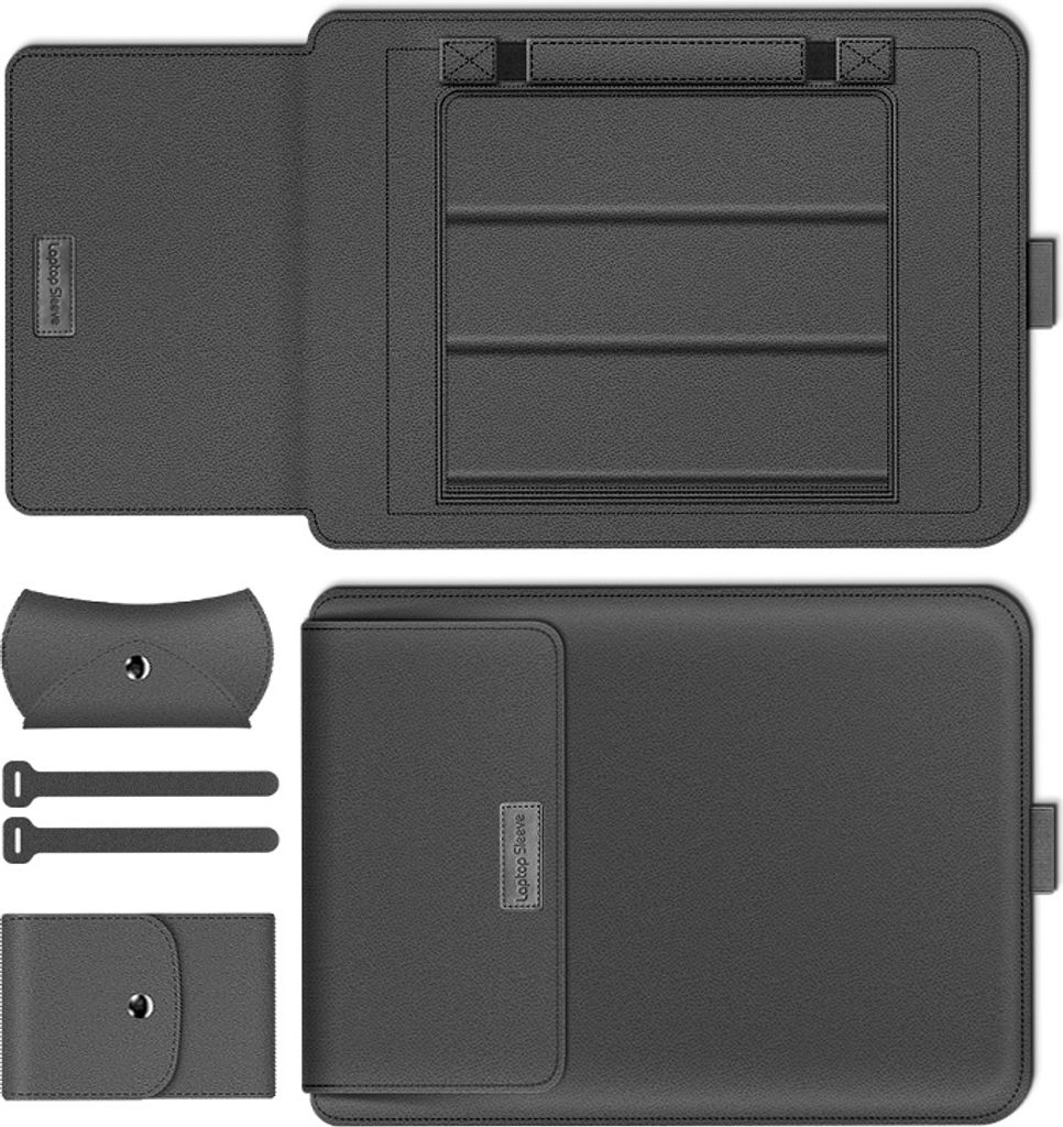 INF Laptop-Hülle, Schutzhülle aus Kunstleder Grau 13-14 Zoll