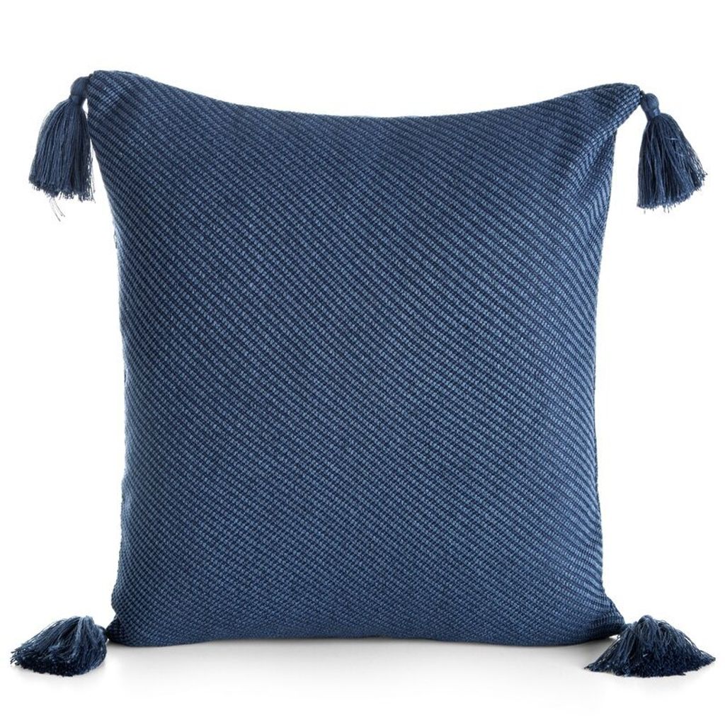 Eurofirany Kissenbezug mit Quasten blau 45 cm x 45 cm