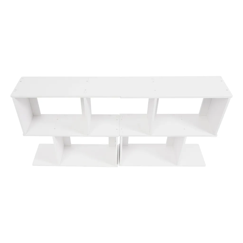 Petite bibliothèque ouverte 2 étagères design Z blanc pour salon et bureau