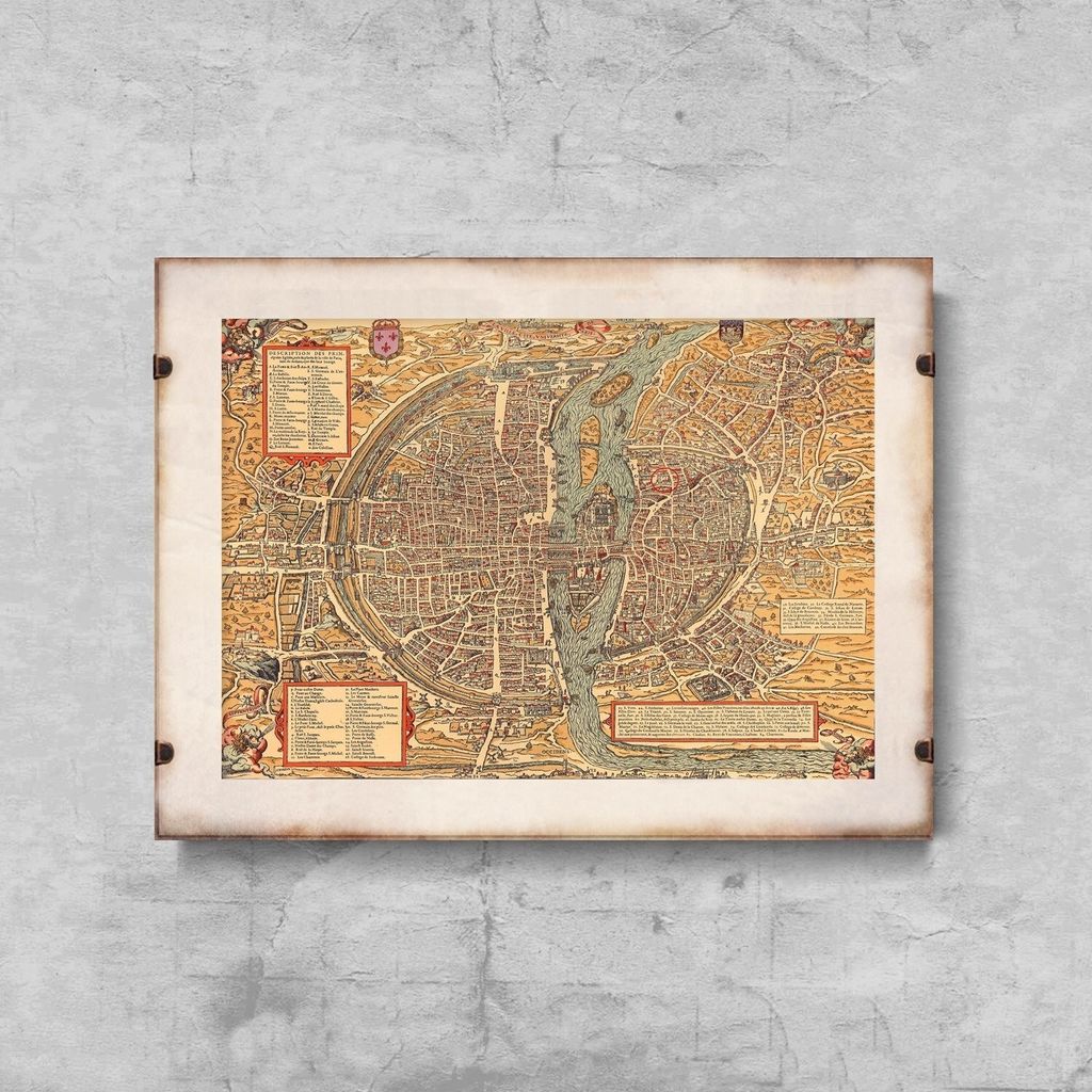 Poster - Leinwand - 29,7 cm x 21 cm - Leinwandposter - Karte von Paris