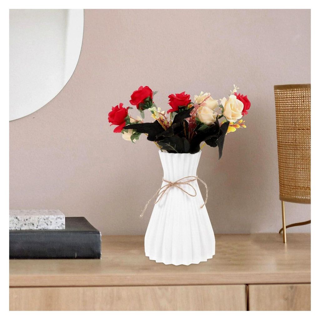 Blumenvase aus Kunststoff in Weiß, 6,7 Zoll, für hydroponische Pflanzen und Tischdekoration