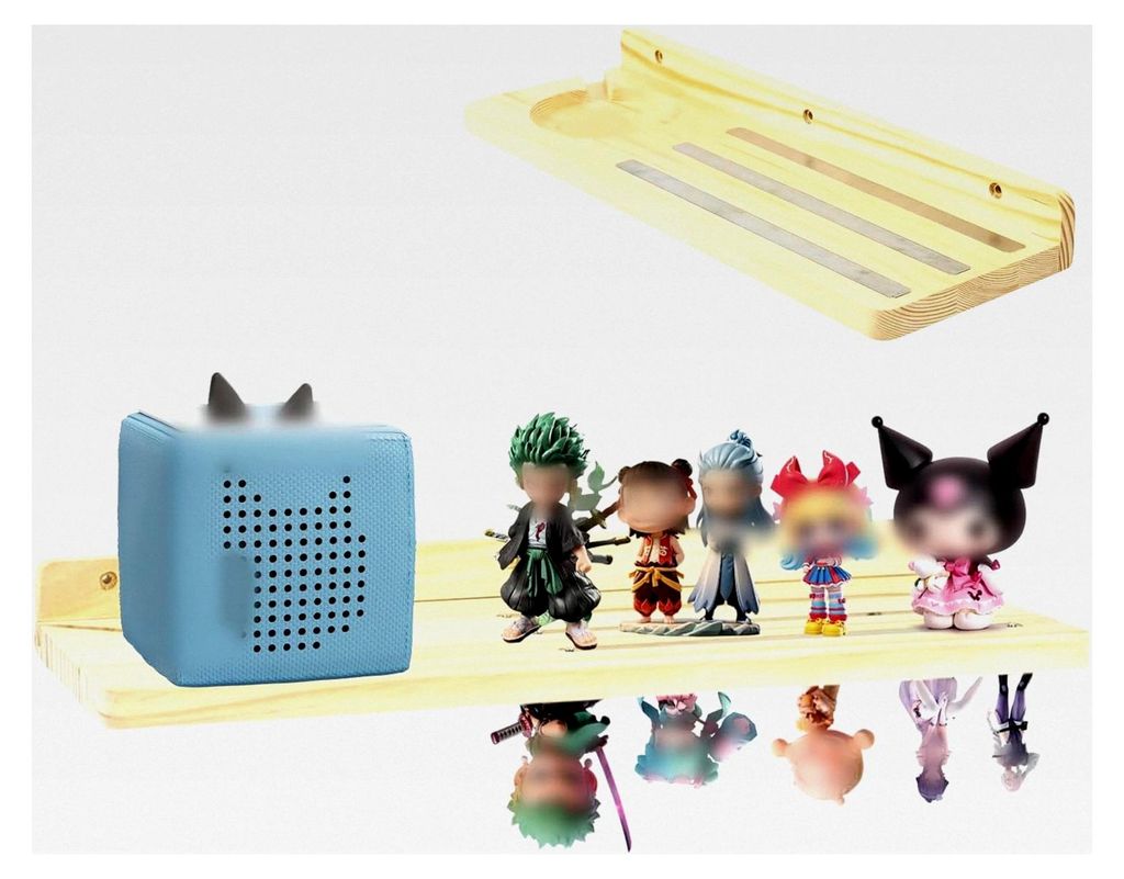 passend für passend für Tonie-Regal für Toniebox und Figuren: 40×14×4 cm, Regal mit abgerundeten Ecken, einfache Montage, Wandmontage, magneti...