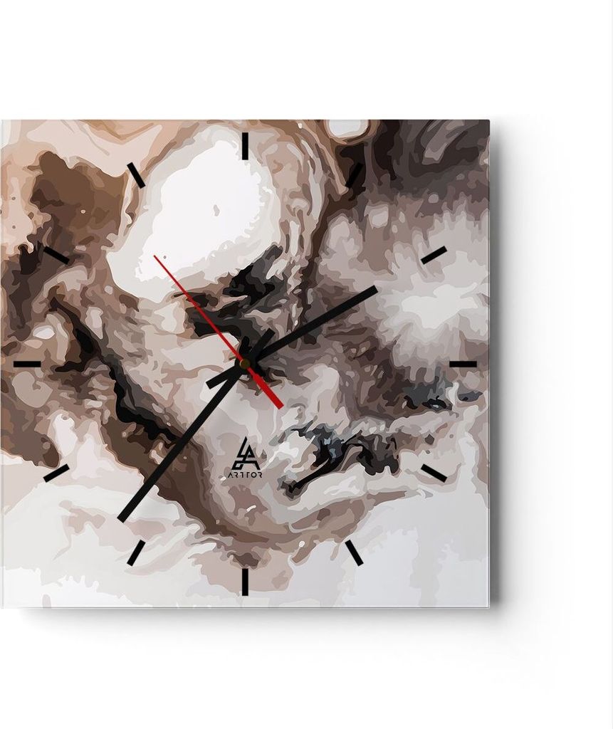 Wanduhr - Quadrat - Glasuhr - Abstraktion modern - 30x30cm - Schleichendes Uhrwerk - Lautlos - zum Aufhängen bereit - Dekoration Modern - Wanddeko...