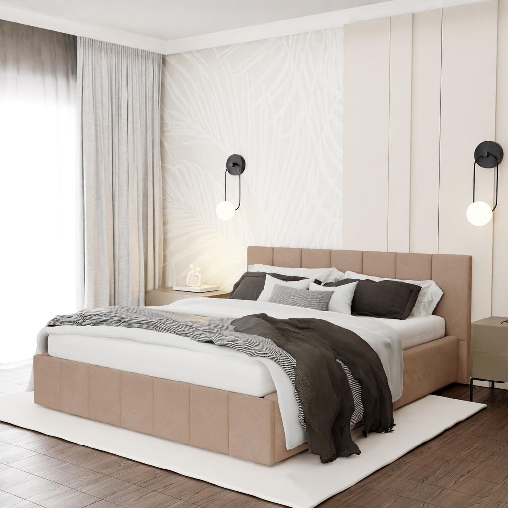 Muralo PREMIUM POLSTERBETT für Schlafzimmer Polsterbett mit Bettkasten und Gasdruckfeder Bett mit Polsterkopfteil Doppelbett 160x200 Bett mit Stau...