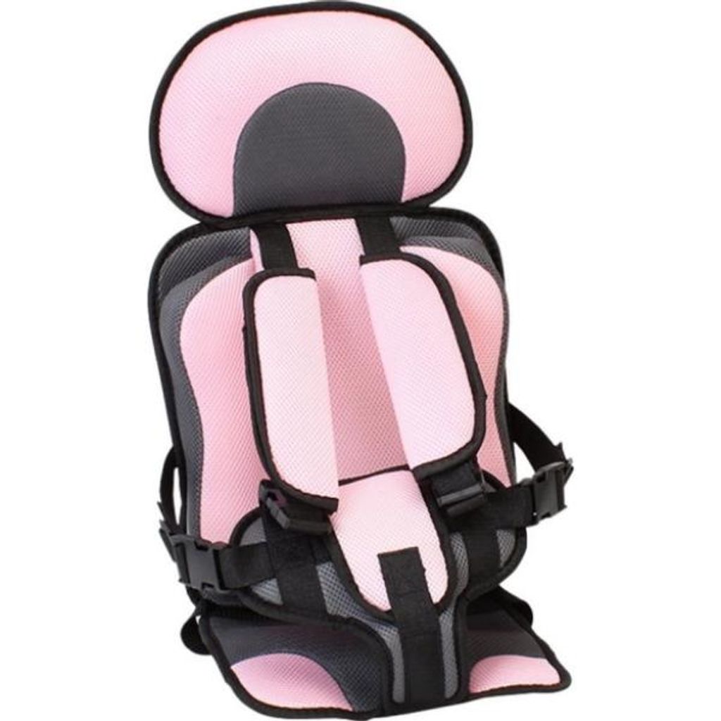 Tragbares Kinder Sitzkissen mit Rückenlehne – verstellbarer Sicherheitsgurt für Hochstuhl, Kinderwagen, Fahrrad & Zuhause – Rosa