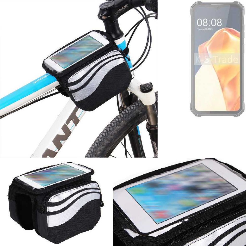 K-S-Trade Rahmentasche Fahrrad-Halterung kompatibel mit Oukitel WP28E Rahmenhalterung Fahrrad Handyhalterung Fahrradtasche Handy Smartphone Halterung
