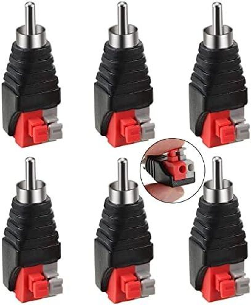 6 STK RCA Cinch zu Lautsprecher Kabeladapter Subwoofer Lautsprecher Phono Cinch-Stecker zu AV 2 Schraubklemme Video Audio Federpresse Typ Balun fü...