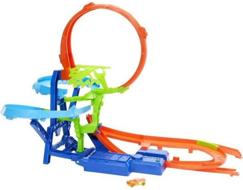 Hot Wheels Multi Crash Trackset, Motorisierter Booster, Inklusive 1 Die-Cast Fahrzeug, JFD12