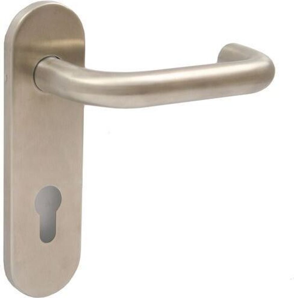 DOMINO Türgriff Drückergarnitur PZ-Profilzylinder Set | Tür-klinke für Bürotür, Kellertür & Innentür | Türbeschläge aus Edelstahl | UNO I...