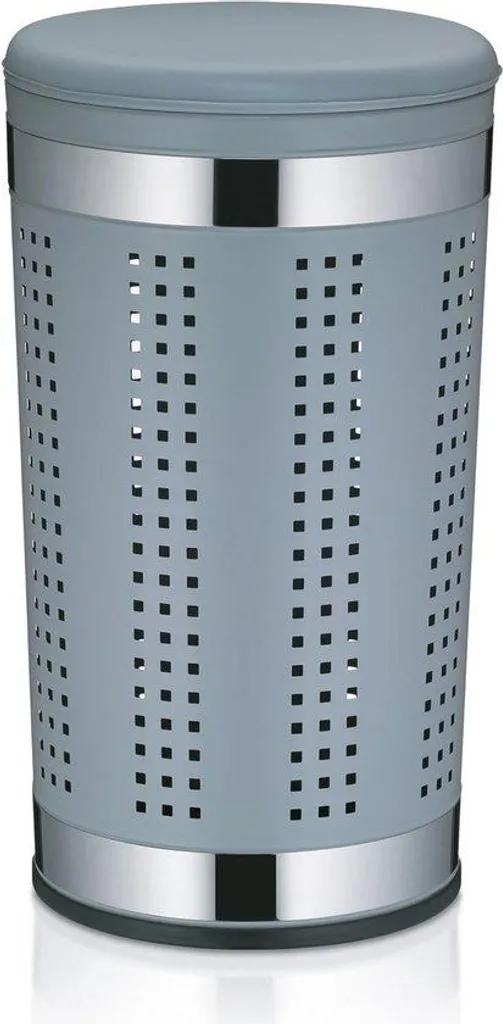 Poubelle ronde métal gris clair 60 cm design épuré avec finition mate