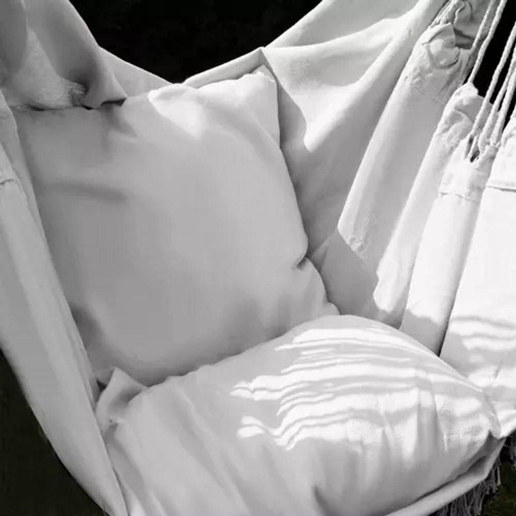 Závěsné křeslo-houpací síť, šedá, bavlna-polyester, 130x97 Obrázek produktu 13