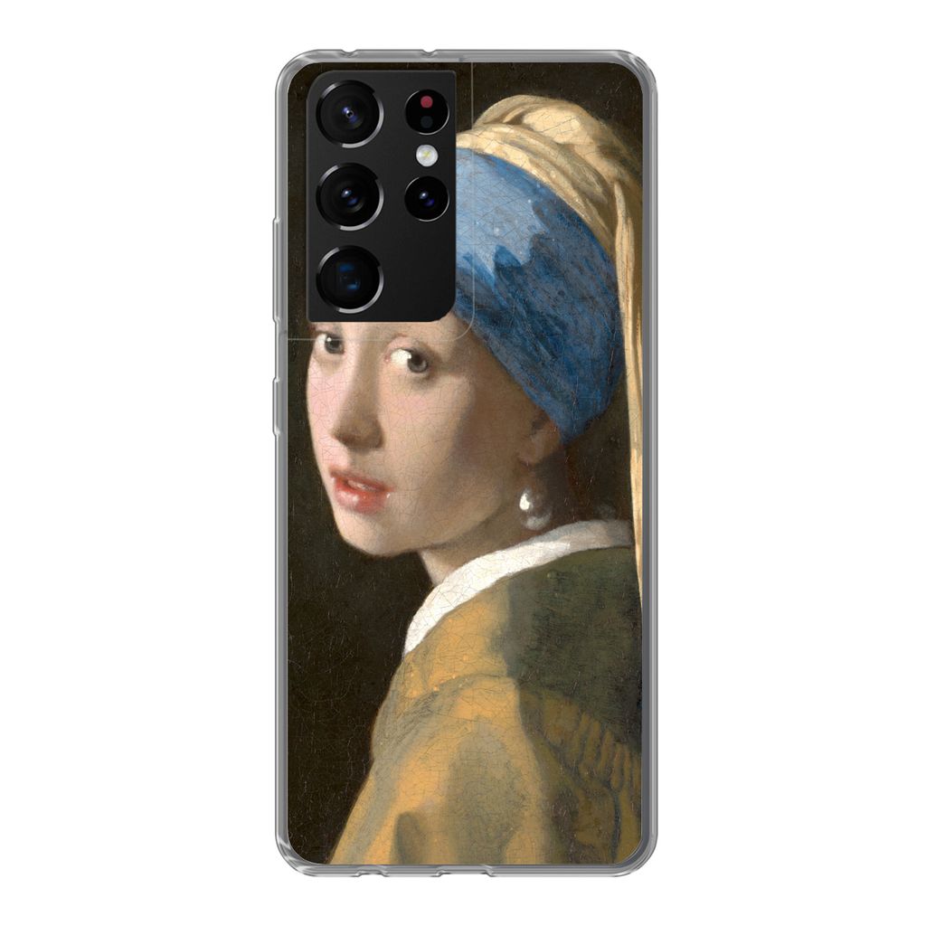 MuchoWow Handyhülle Schutzhülle Hülle für Samsung Galaxy S21 Ultra Das Mädchen mit dem Perlenohrring - Gemälde von Johannes Vermeer Silikon...