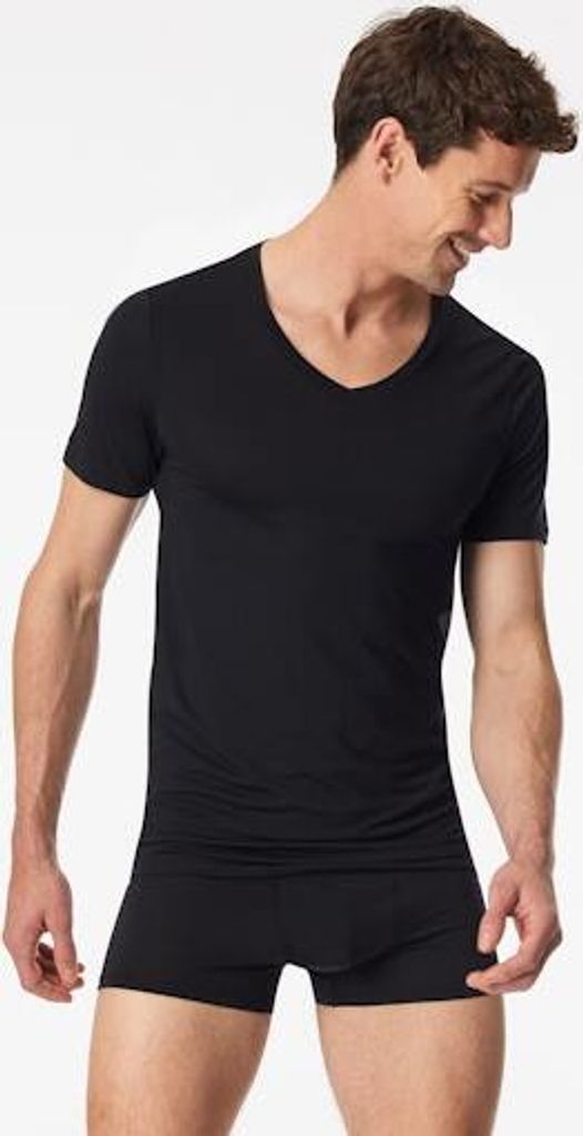 Schiesser Herren Shirt V-Ausschnitt Gr. 5 schwarz