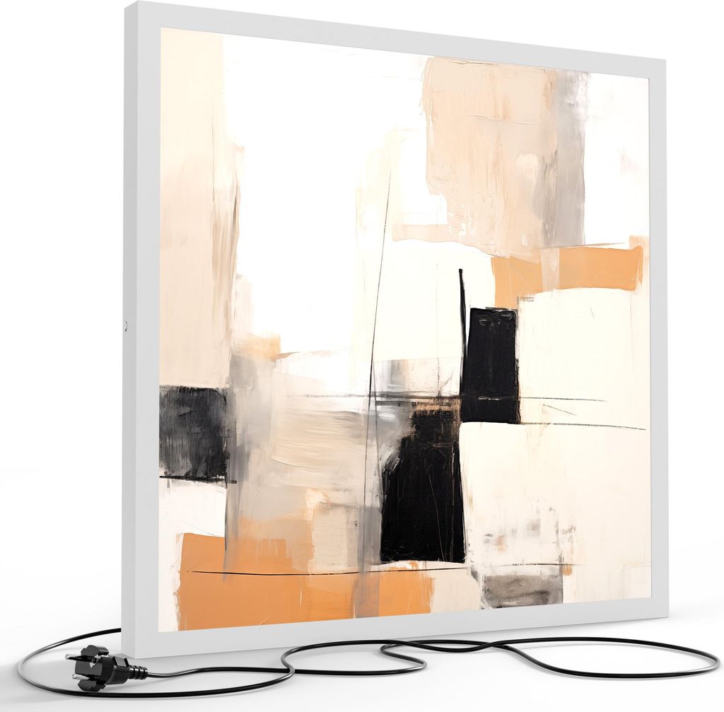 DEQORI LED-Bild & Lampe 60x60 cm Weiß 'Sandige Komposition' Leuchtbild LED Leuchte
