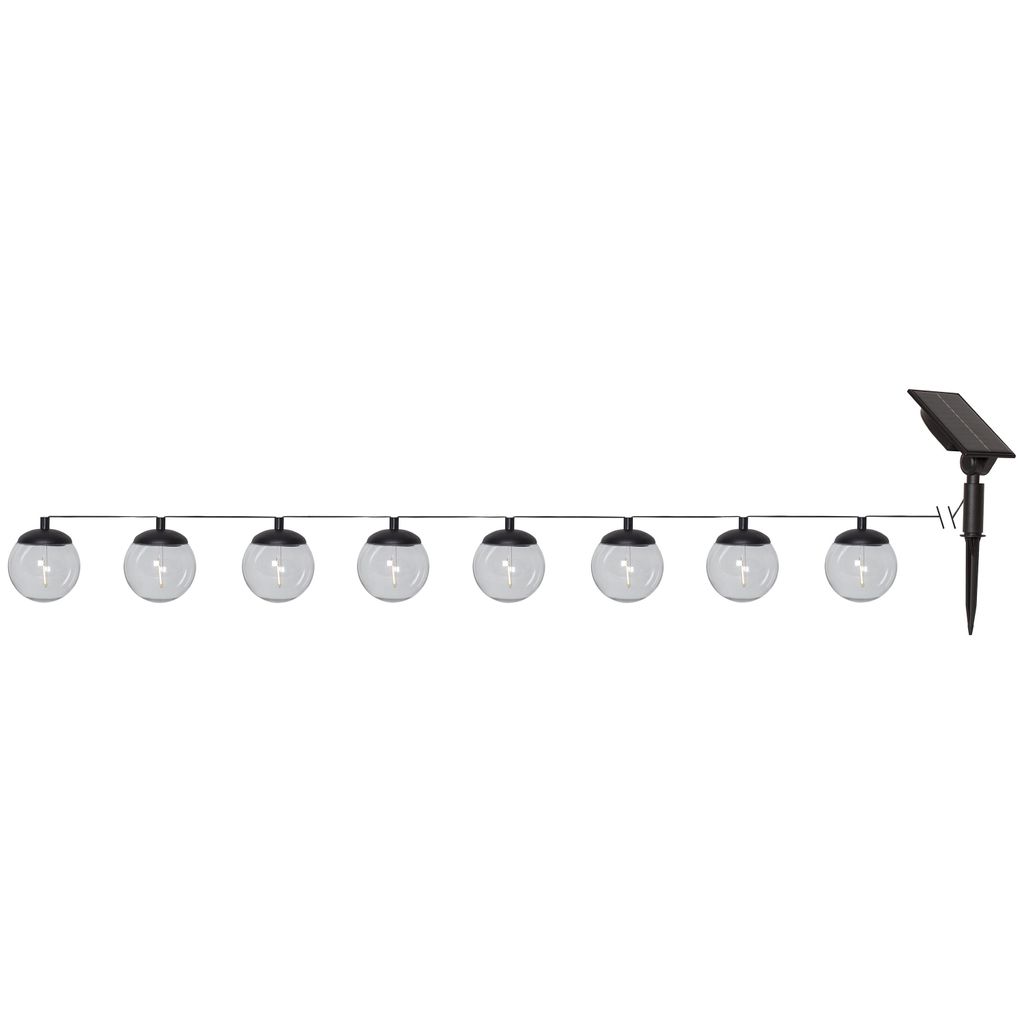 LED-Solar-Lichterkette 'Globe', 8-tlg., weiß/schwarz