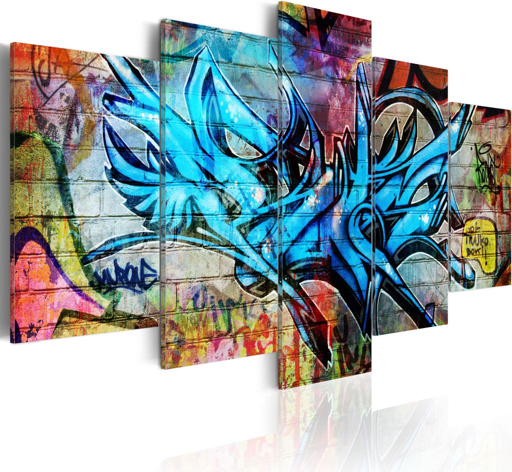 Modernes Wandbild 020105- 14 (100x50) - 5 Teilig Bilder Fotografie auf Vlies Leinwand Foto Bild Dekoration Wand Bilder Kunstdruck Graffiti
