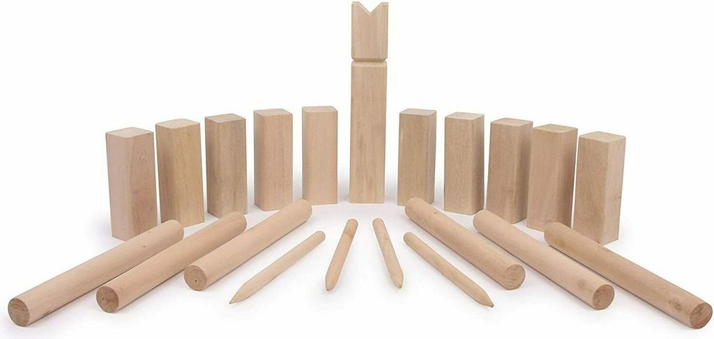 Sena Kubb 21-tlg. Sommerspiel – Robustes Kiefernholz Wurfspiel Set für Garten, Park & Strand – Traditionelles Wikingerspiel für Jung