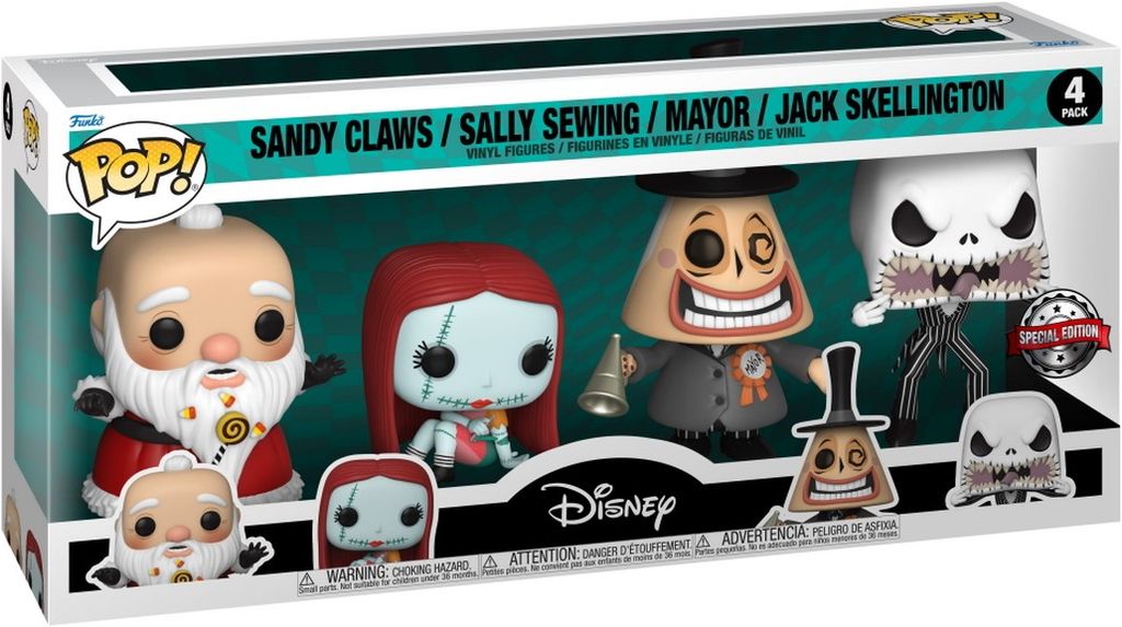 Nightmare Before Christmas Sandy Claws Sally Sewing MayorJack Skellington 4 Pack Special Edition - Funko Pop! - Vinyl Figur