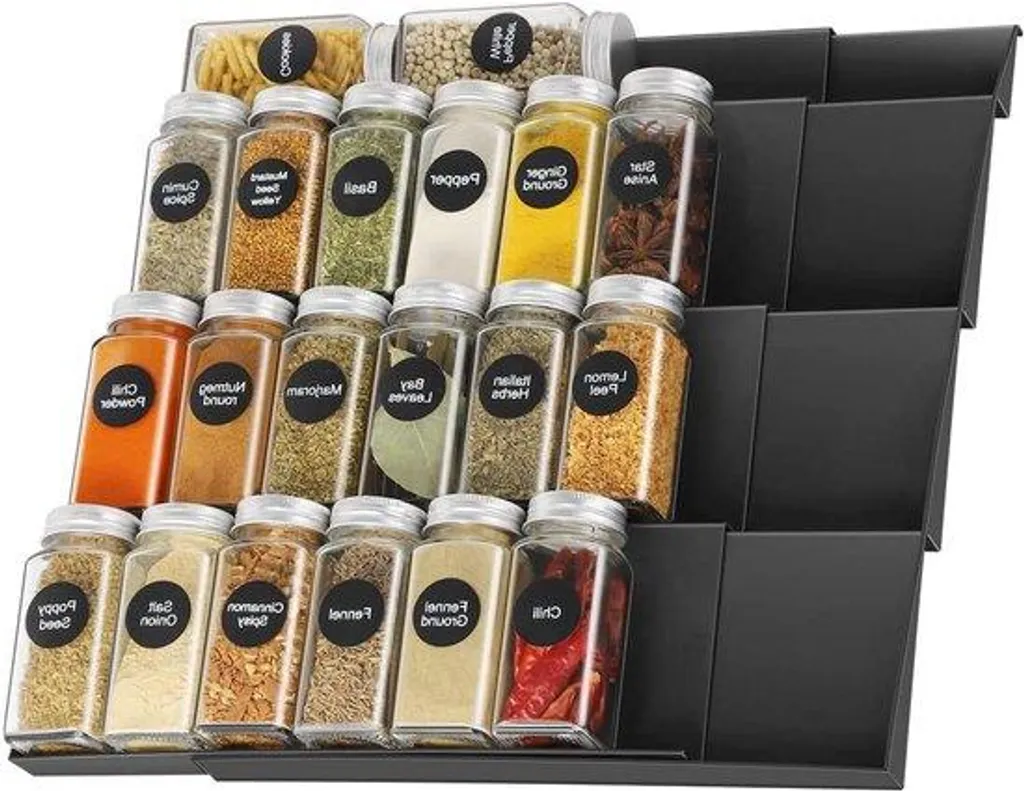 Étagère de cuisine réglable pour épices et bocaux - Gain de place inox