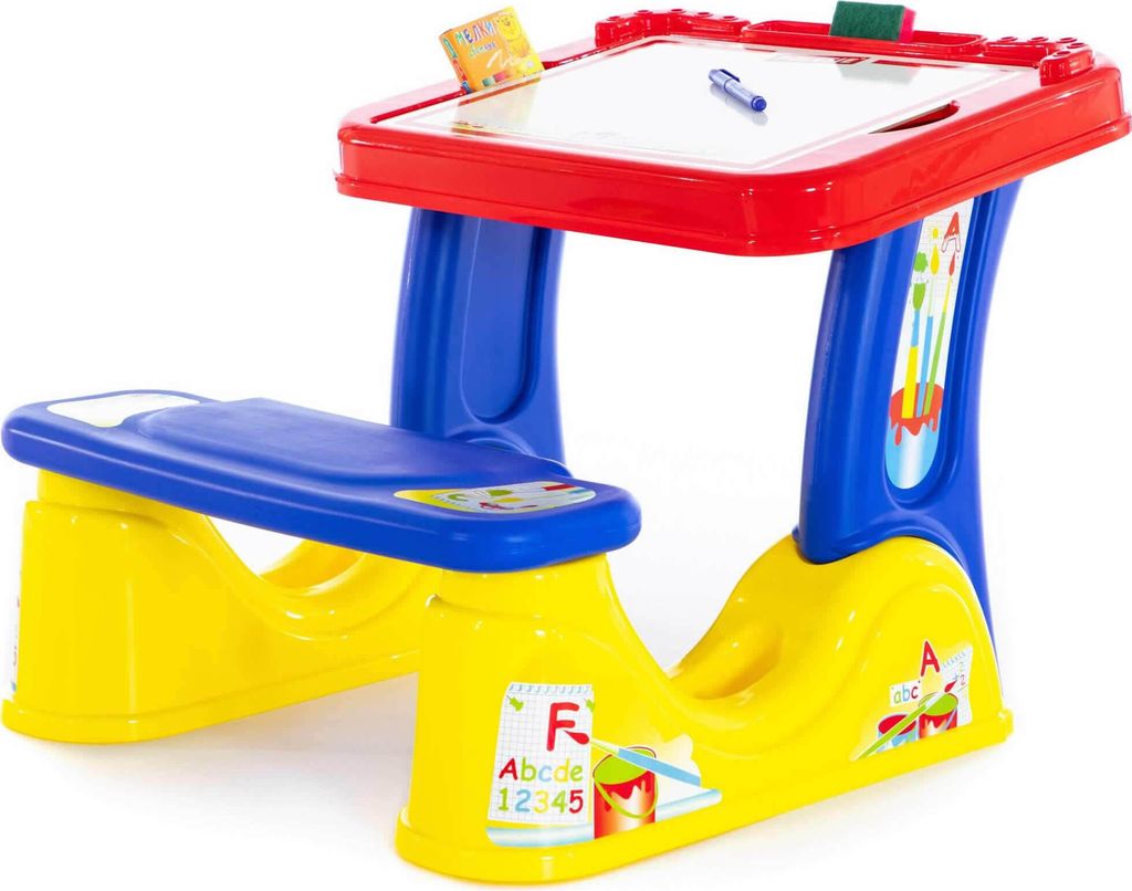 Polesie Vorschulkind-Set Kinder Schulbank Schreibtisch mit Sitzbank und Zubehör