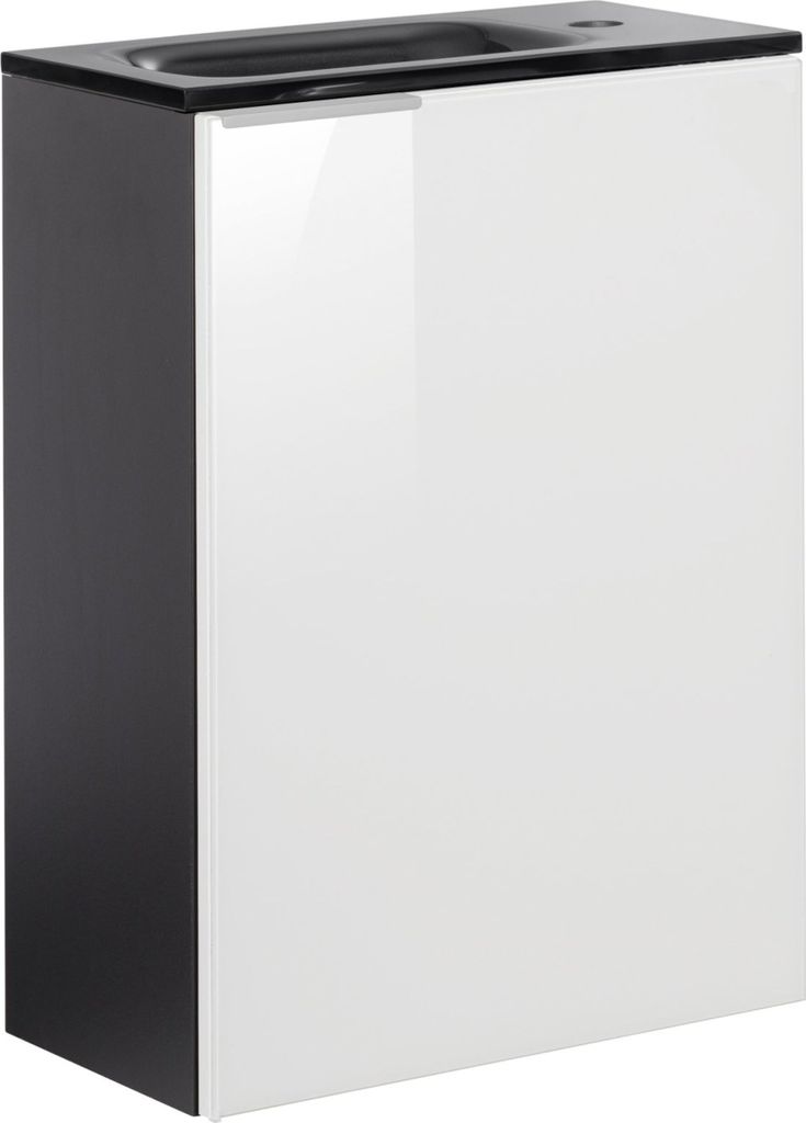 Fackelmann KARA Gäste WC Set 2-teilig 45 cm, Weiß/Anthrazit, rechts, Glas Anthrazit