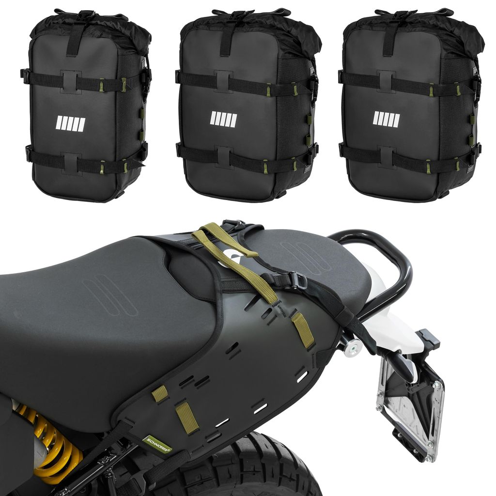 SCHNORR BagHub + Seitentaschen 3er-Set 48 L Motorrad Softbags - kompatibel mit Ducati DesertX