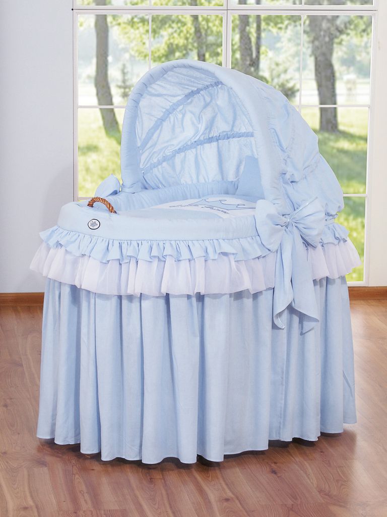 My Sweet Baby Babybett Naturfarben Blau mit Holzuntergestell und Matratze