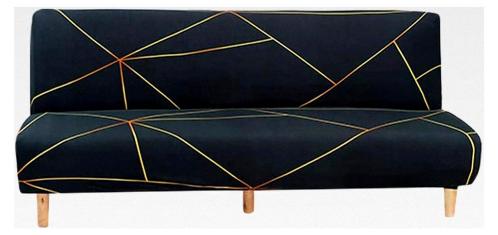 Sofabezug ohne Armlehnen, moderner Druck für 3-Sitzer Sofas, Stretch Couchüberzug für klappbare Schlafsofas, 180-210 cm