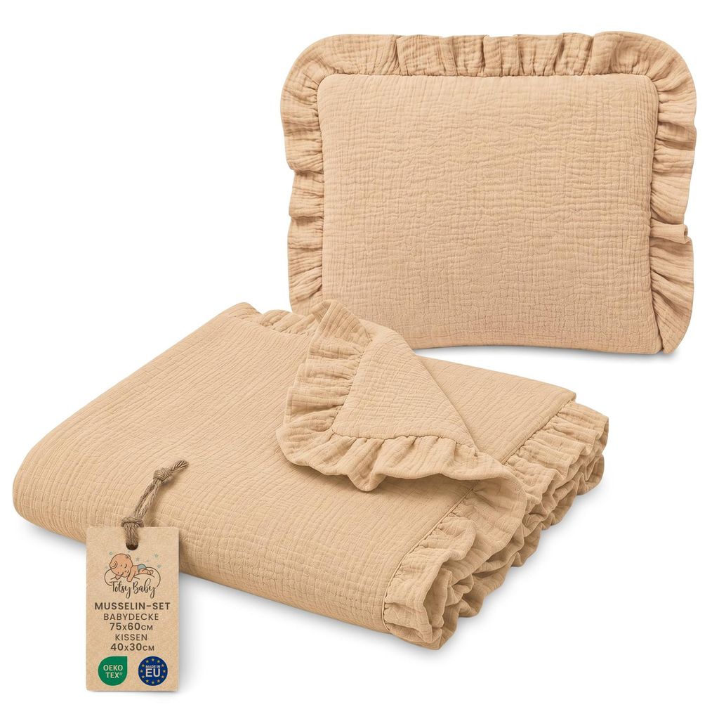 Mušelínová deka pro miminka sada s polštářem 75x60 cm Obrázek produktu 