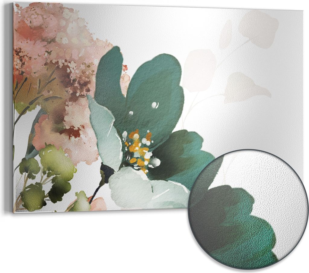 DEQORI Magnettafel Metall 60x40 cm 'Pastellblumen-Aquarell' Whiteboard Pinnwand Büro