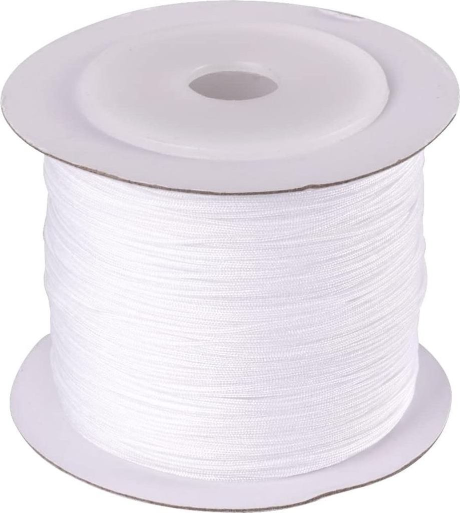 142 Yards 0,6mm Geflochtenes Nylonband Weiß Chinesisches Knotenschnur Makramee Geflochtene Perlen Schnur für Kumihimo Ketten Freundschaft Armbän...
