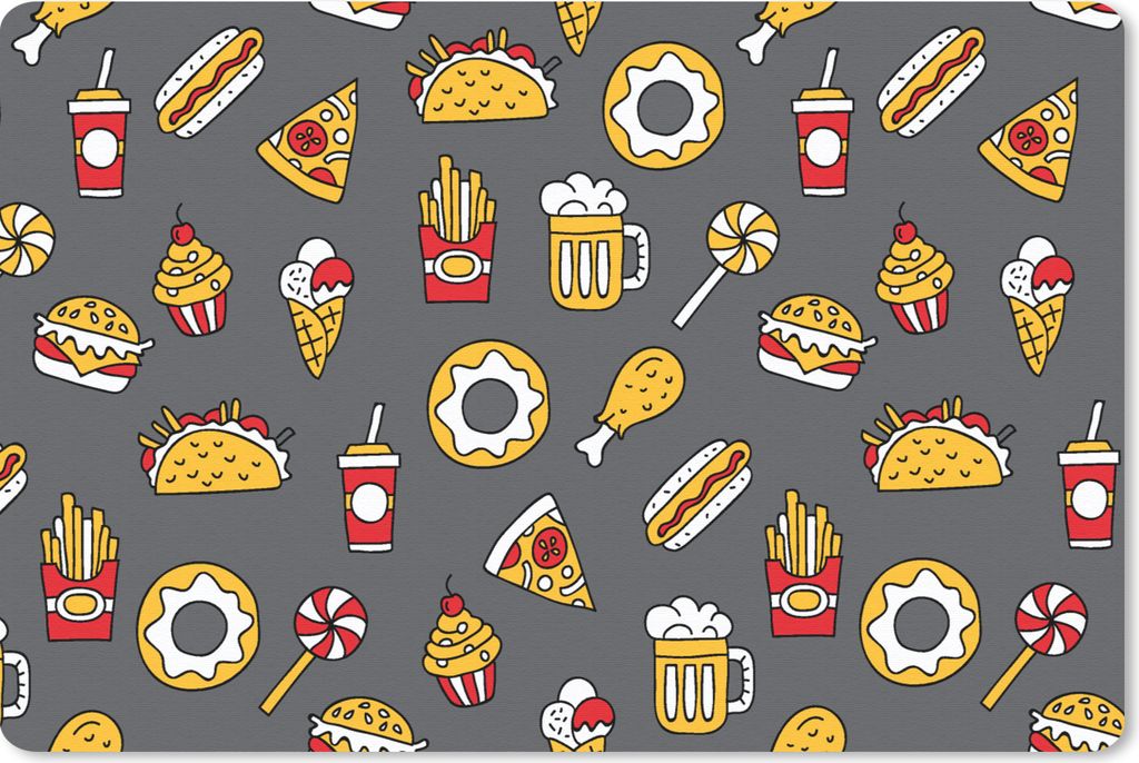 MuchoWow Schreibtischunterlage Puber - Essen - Pizza - Muster 60x40 cm - XXL Mauspad - Großes Mauspad