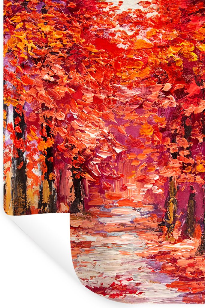 MuchoWow Wandtattoo Wandsticker Wandaufkleber Gemälde - Bäume - Herbst - Ölgemälde 40x60 cm Selbstklebend und Repositionierbar - Wierderverwe...