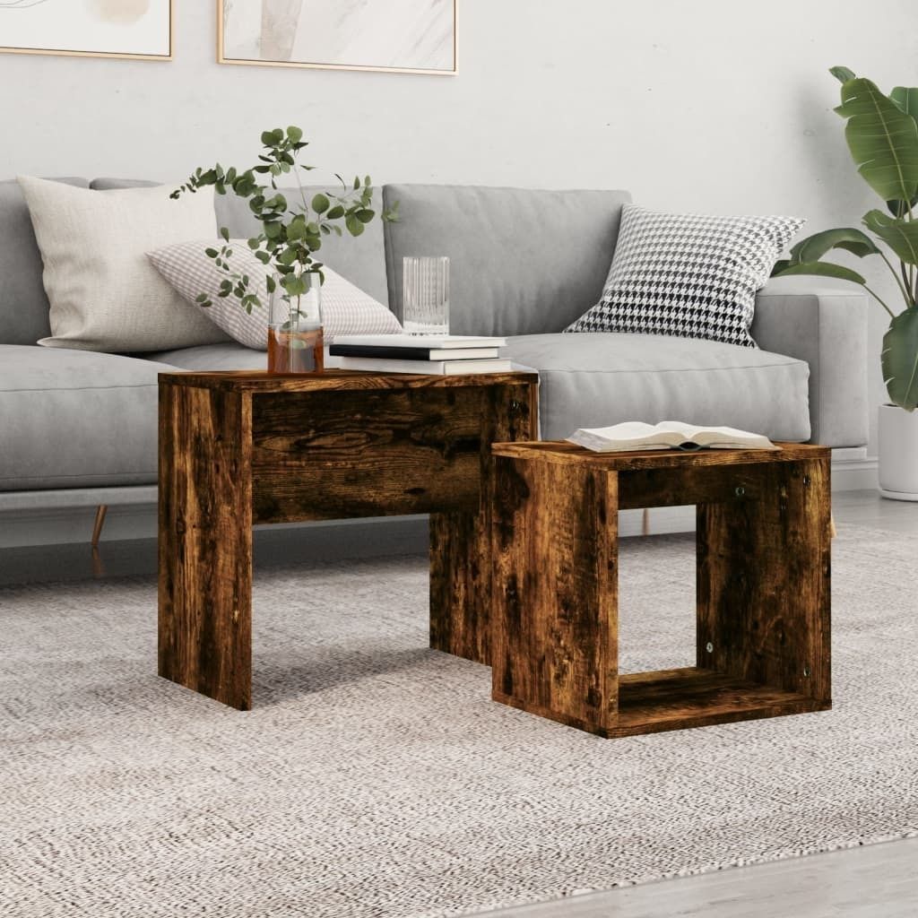 Maison Exclusive - Satztische 2 Stk. Räuchereiche Holzwerkstoff