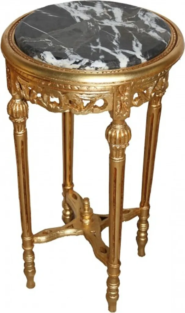 Table d'appoint or baroque ronde 73x38cm pour embellir un coin vide