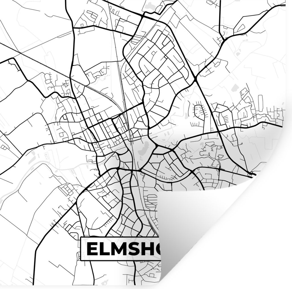 MuchoWow Wandtattoo Wandsticker Wandaufkleber Karte - Stadtplan - Elmshorn 50x50 cm Selbstklebend und Repositionierbar - Selbstklebend - Fototapeten