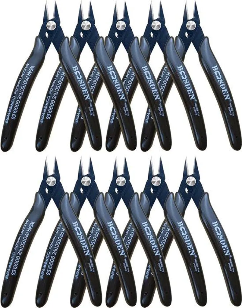 Pince coupante noire 127 mm pour coupes nettes sans bavures, lot de 10