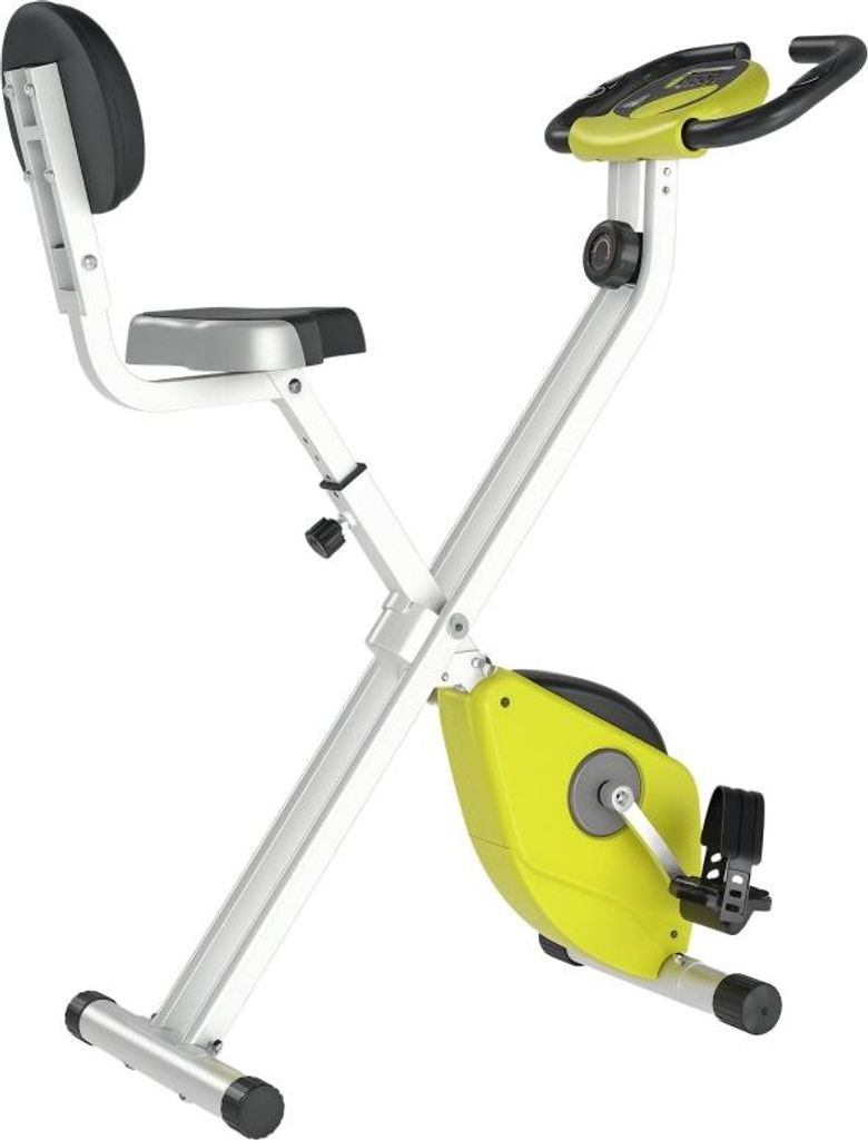 Heimtrainer F-Bike Fahrradtrainer mit 8-stufig einstellbarem Magnetwiderstand, höhenverstellbar, Stahl, Gelb Weiß, kompakt 43 x 97 x 109 cm, 16,5...