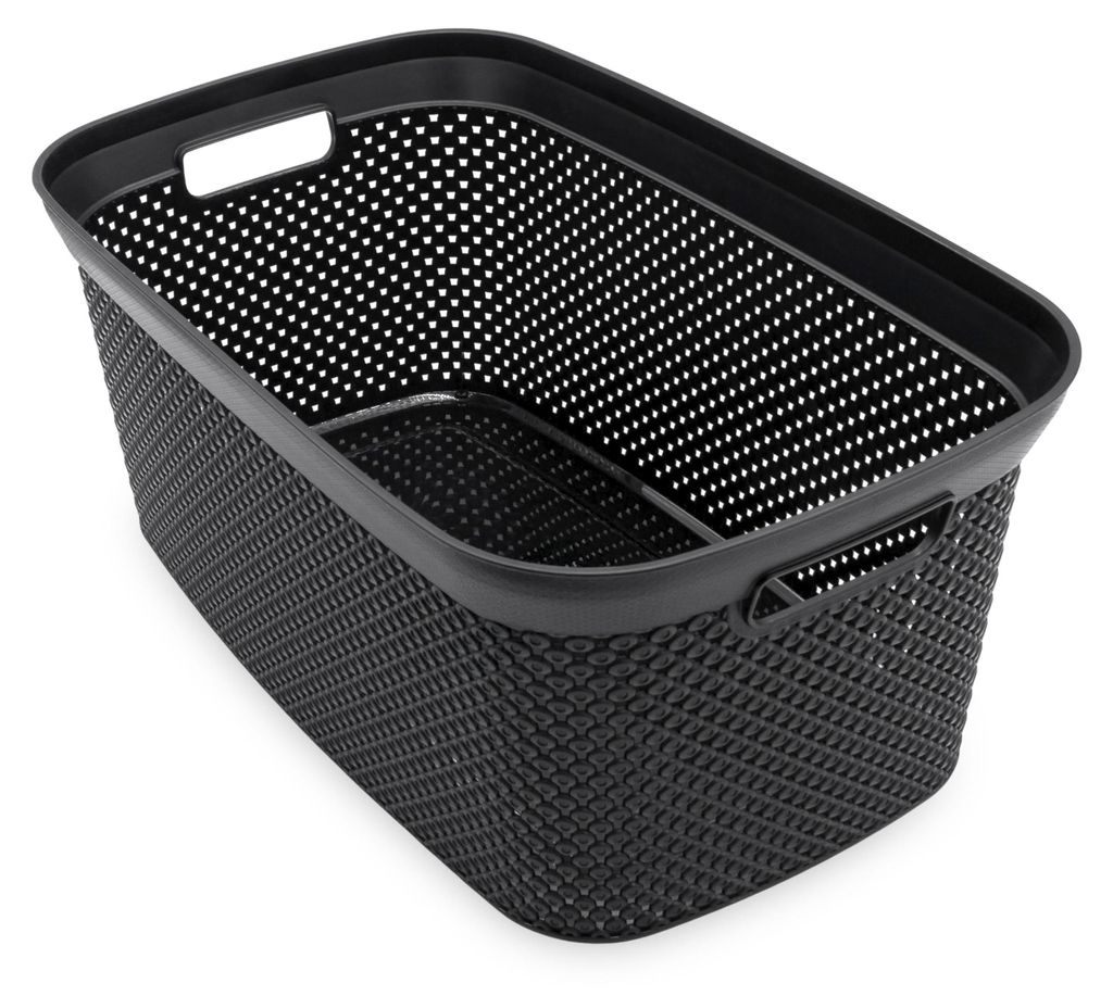 3.02 Wäschewanne in schwarz - 35 Liter / ca. 54x33x23 cm - Wäschebox Wäschekorb