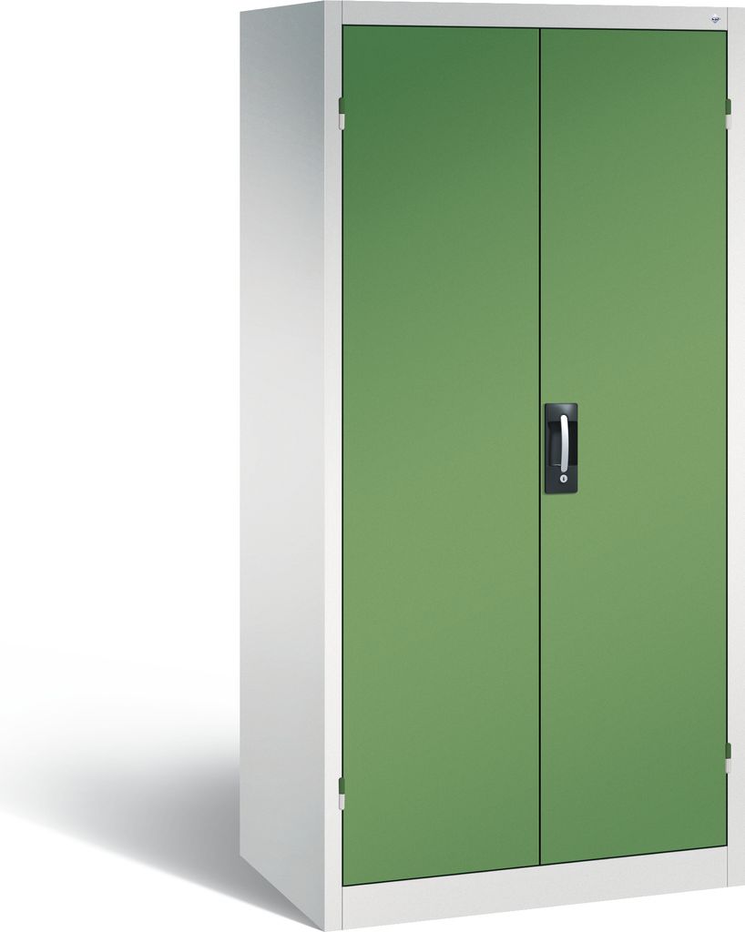 CP Stahlschrank 8922-052 S10163 lichtgrau, rededagrün 93,0 x 60,0 x 195,0 cm, aufgebaut