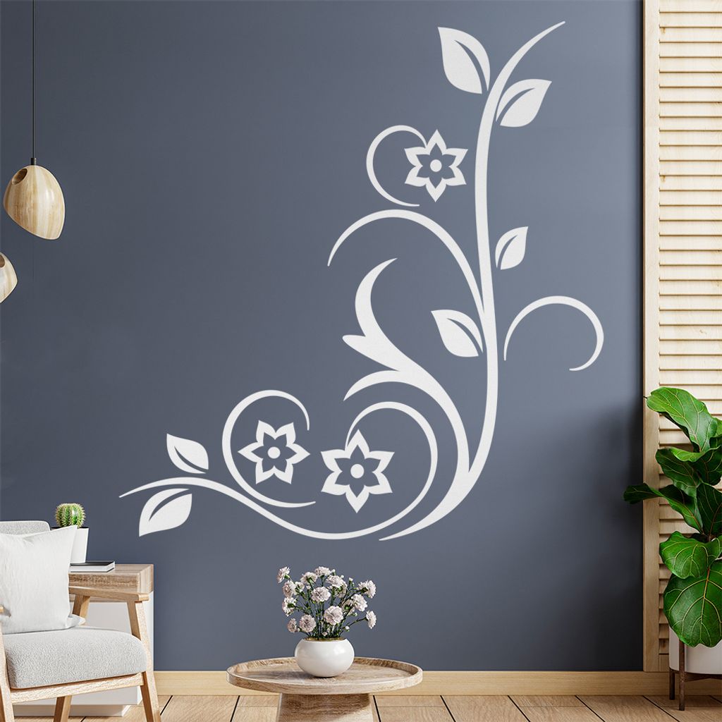 Sternen - Blüten - Pflanze Wandtattoo in 6 Größen - Wandaufkleber Wall Sticker - Dekoration, Küche, Wohnzimmer, Schlafzimmer, Badezimmer