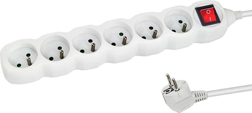 Esperanza Steckdosenleiste, 6 Steckdosen, Schalter, 3 m, Weiß