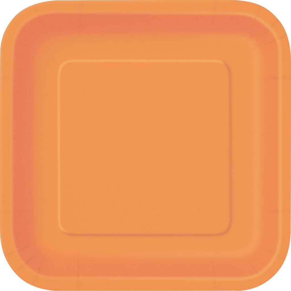 16 kleine eckige Teller orange
