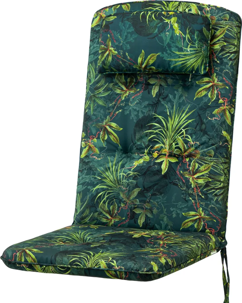 Cuscino per sedia da giardino "Benita" - 120x50 cm - con cuscino per la testa - resistente alle intemperie e confortevole | Cuscino per seduta, cuscino per sedia, sedia con schienale alto, cuscino per sedia | PillowPrim