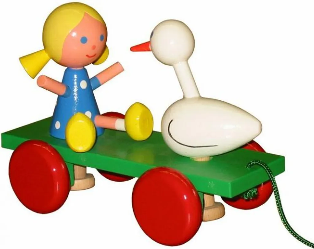 Figurine Fillette avec Oie Miva Bois : Bois Écologique et Durable