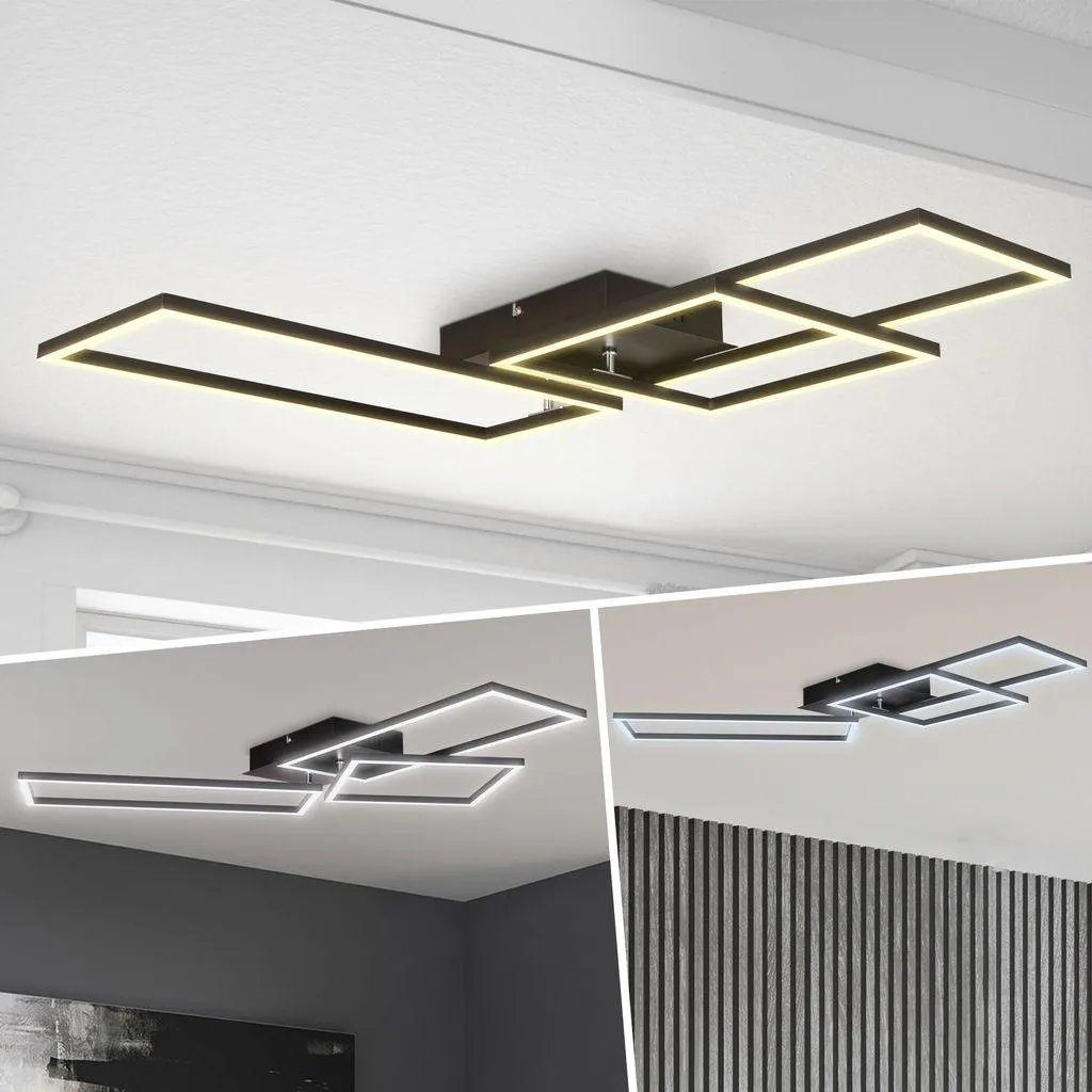 Plafonnier LED noir rectangulaire 40W 4000lm avec télécommande dimmable