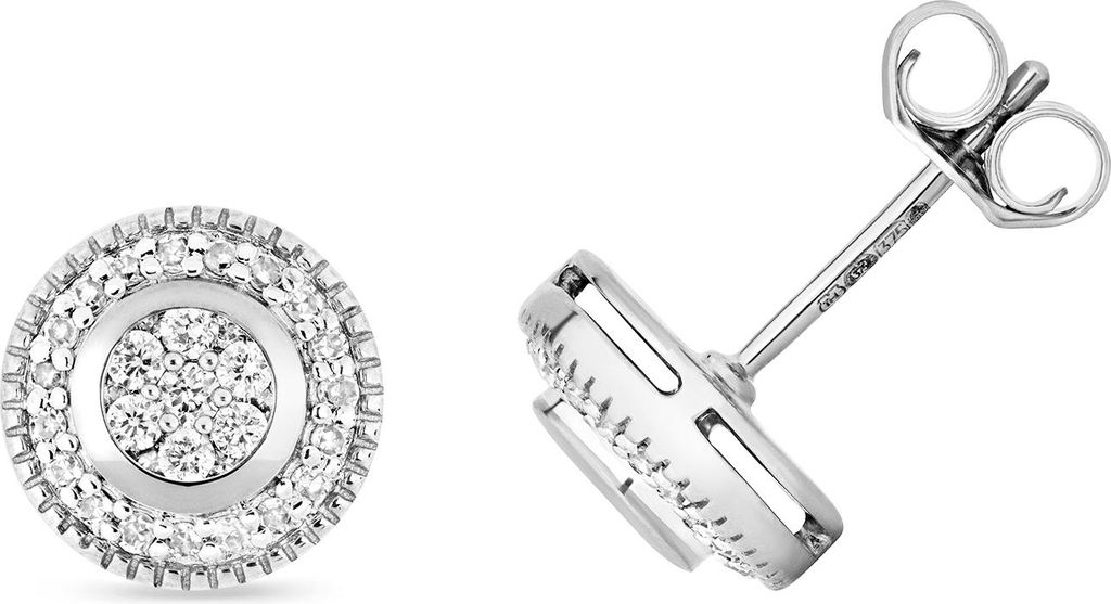 9 Karat (375) Weißgold Damen - Diamant Paar Ohrstecker Brillant-Schliff 0.25 Karat H - I1 - 9mm*9mm; TRS157499KW