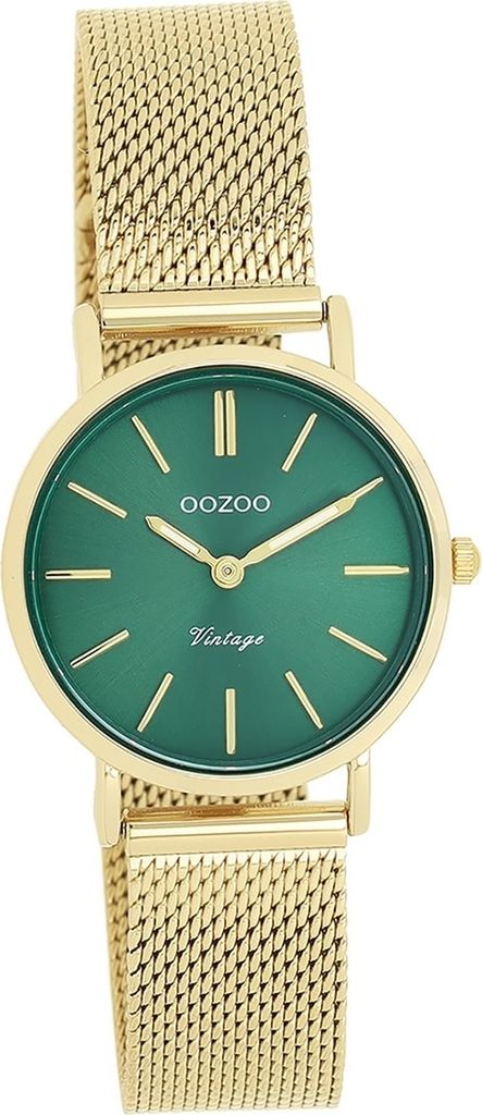 Oozoo Metall Mesh Damen Uhr Analog Quarzuhr Armband gold Vintage Series D2UOC20297