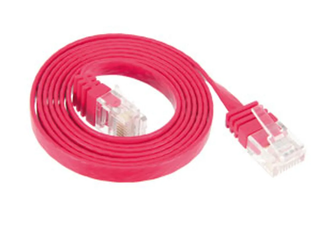 Câble internet 10m plat cat 6 rouge pour passer sous les portes et tapis